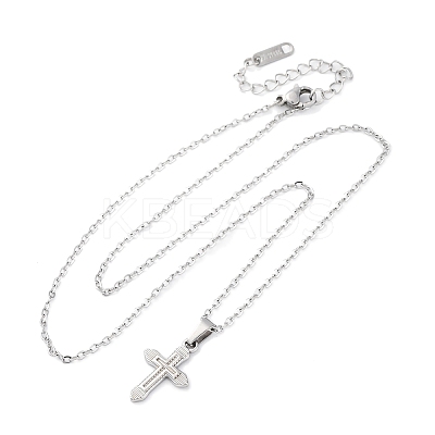 Cross 304 Stainless Steel Pendant Necklaces NJEW-H059-10P-1