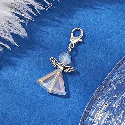 5Pcs Angel Glass Pendant Decorations HJEW-JM02776-S-1