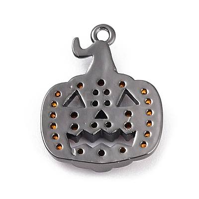 Rack Plating Brass Orange Cubic Zirconia Pendants KK-D031-03B-1