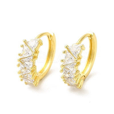 Cubic Zirconia Triangle Hoop Earrings EJEW-E270-15G-1