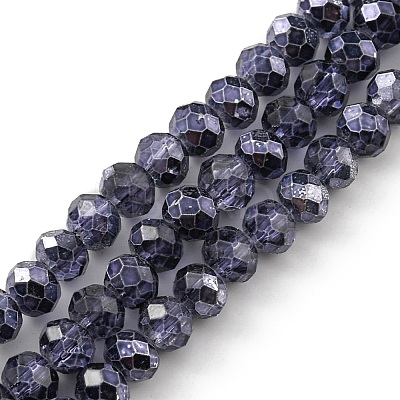 Faceted Rondelle Transparent Painted Glass Beads Strands DGLA-J001-C07-4mm-1