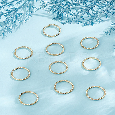 10Pcs Brass Textured Open Jump Rings KK-LP0004-39-1