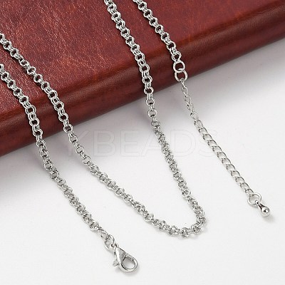 Brass Double Link Chains Necklaces for Women NJEW-D302-37P-1