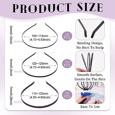 30Pcs 3 Styles Hair Accessories Iron Hair Band Findings OHAR-TA0001-08B-1