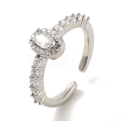 Rack Plating Brass Micro Pave Cubic Zirconia Cuff Rings RJEW-H228-10P-1