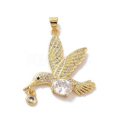 Rack Plating Brass Micro Pave Cubic Zirconia Pendants KK-E281-22G-1