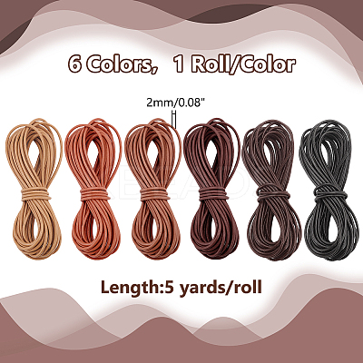 30 Yards 6 Colors Cowhide Leather Cord WL-PH0004-23A-1