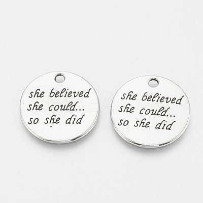 Tibetan Style Alloy Quote Pendants X-TIBE-Q085-06AS-LF-1