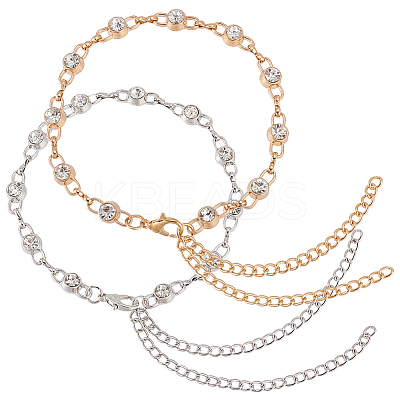 2 Pairs 2 Colors Alloy Rhinestone Shoelace Chain FIND-GO0002-23-1
