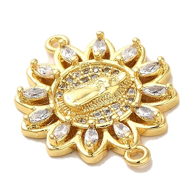 Religion Brass Pave Clear Cubic Zirconia Connector Charms FIND-Z041-13D-1