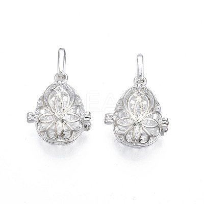 Rack Plating Brass Locket Pendants KK-N245-002S-1