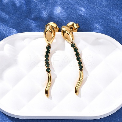 304 Stainless Steel Snake Stud Earrings EJEW-A136-03B-G-1