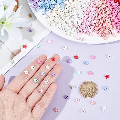240Pcs 12 Colors 2-Hole Frosted Mini Resin Buttons Sets BUTT-NB0001-62-1