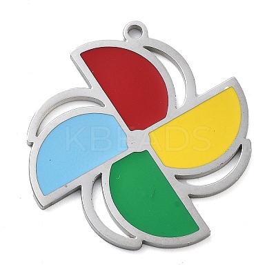 304 Stainless Steel Enamel Pendants STAS-M076-06P-1