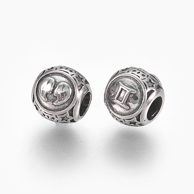316 Surgical Stainless Steel European Beads STAS-P212-18P-12-1