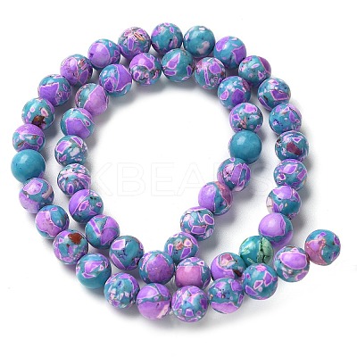 Dyed Synthetic Imperial Jasper Beads Strands G-C168-02D-1