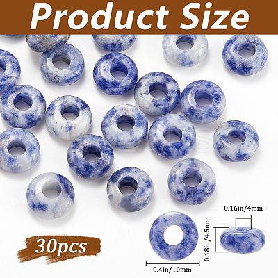30Pcs Natural Blue Spot Jasper European Beads G-SP0001-01A-05-1