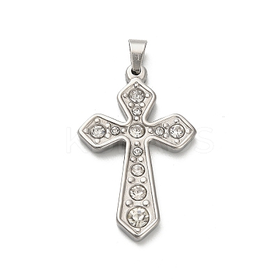 304 Stainless Steel Charms with Rhinestone STAS-Q343-16P-1