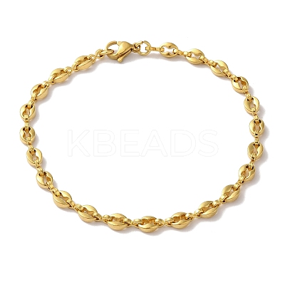 Ion Plating(IP) 304 Stainless Steel Coffee Bean Chain Bracelets for Women or Men BJEW-A019-01G-1