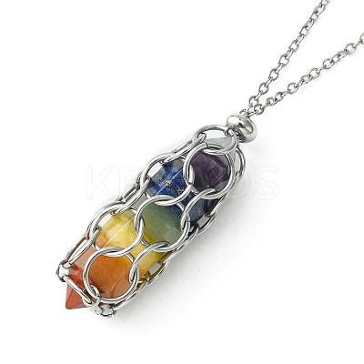 Tarnish Resistant 304 Stainless Steel Cable Chains Macrame Pouch Empty Stone Holder for Pendant Necklaces Making NJEW-TA00085-01-1