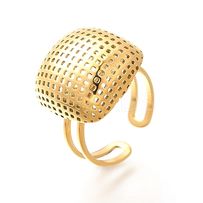 304 Stainless Steel Open Cuff Rings for Women RJEW-R012-03G-1