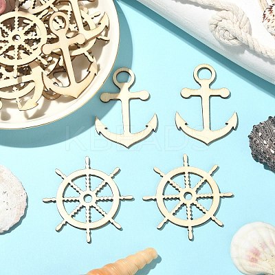 100pcs 2 Styles Nautical Theme Wood Big Pendants WOOD-CJ0001-72-1