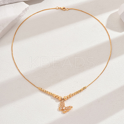 Fashionable Brass Pave Cubic Zirconia Butterfly Pendant Necklaces for Women NR8938-1-1