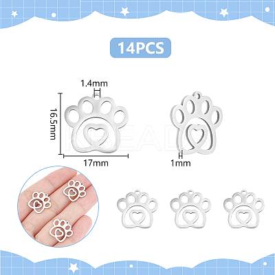 14Pcs 201 Stainless Steel Pendants STAS-UN0059-91-1