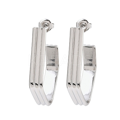 304 Stainless Steel Polygon Stud Earrings EJEW-P324-12P-1