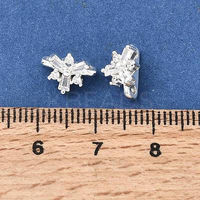 Brass Micro Pave Clear Cubic Zirconia 2-Loop Flower Spacer Bars KK-C258-08S-1