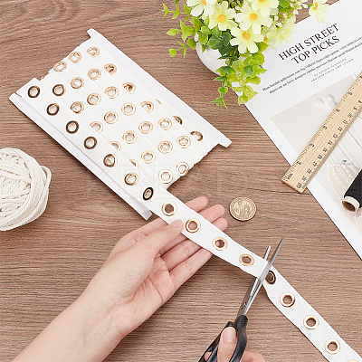 1 Strand Cotton Cords with Golden Color Plated Brass Eyelets DIY-WH0304-640-1