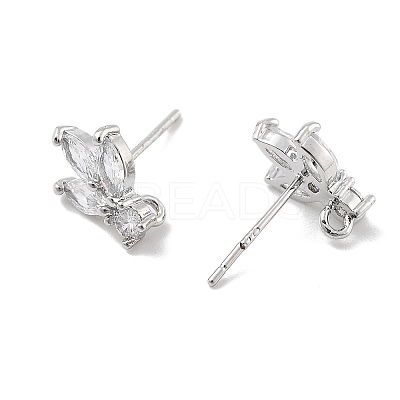 Brass Clear Cubic Zirconia Stud Earring Findings KK-A238-02B-P-1