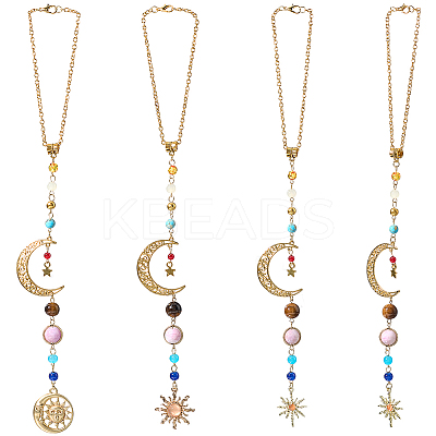 3Pcs 3 Colors Resin & Glass Pendant Decorations HJEW-SC0002-66-1