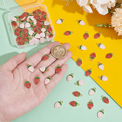 80Pcs 2 Colors Light Gold Plated Alloy Enamel Pendants ENAM-UN0001-14-1