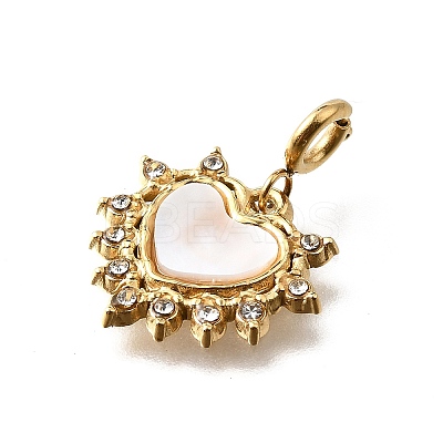 Heart 304 Stainless Steel Rhinestone Pendant Decorations STAS-H202-04G-01-1