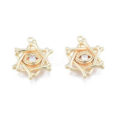 Brass Micro Pave Clear Cubic Zirconia Pendants KK-G432-20G-1