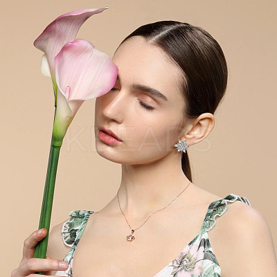 5 Pairs 5 Colors 3D Flower Cubic Zirconia Stud Earrings EJEW-FI0001-76-1