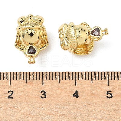Girl Brass Cubic Zirconia European Beads KK-Q068-21A-G-1