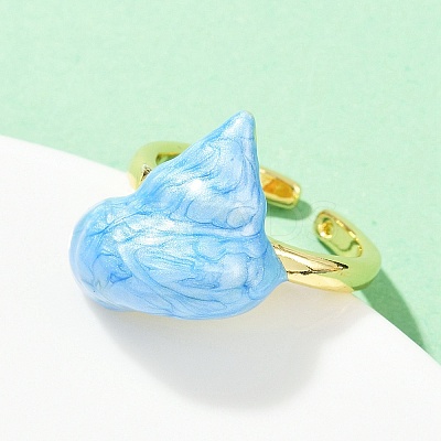 Brass Enamel Adjustable Cuff Rings for Women RJEW-G357-01O-1