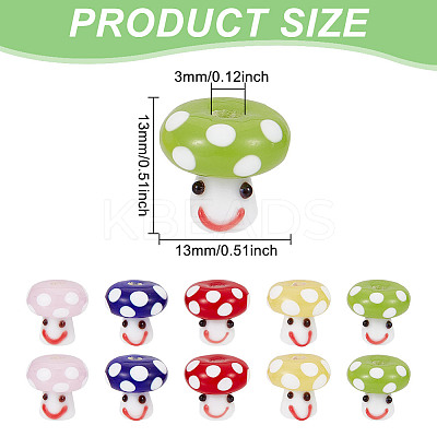 10Pcs 5 Colors Handmade Lampwork Beads GLAA-GO0001-03-1