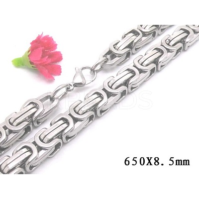 Non-Tarnish 201 Stainless Steel Byzantine Chain Necklaces NJEW-V0292-05-1