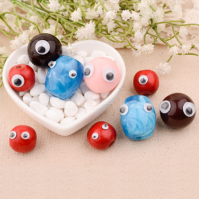 Black Wiggle Eye Need Glue on Round Moving Wobbly Googly Eyes 4-9mm KY-PH0001-01-1