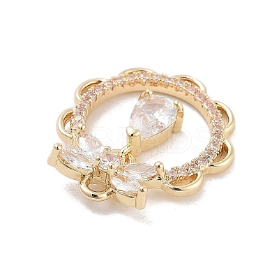 Brass Pave Clear Cubic Zirconia Pendants KK-Z061-10G-1