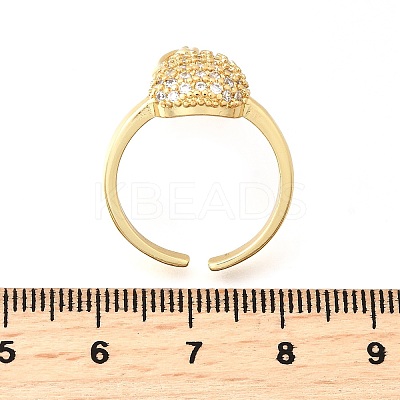 Ocean Theme Brass Micro Pave Cubic Zirconia Cuff Rings for Women RJEW-F184-17H-G-1