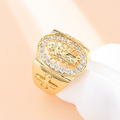 Brass Micro Pave Clear Cubic Zirconia Rings for Women RJEW-U047-30G-1
