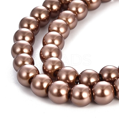 Baking Paint Pearlized Glass Pearl Round Bead Strands X-HY-Q330-8mm-30-1