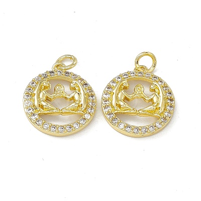 Real 18K Gold Plated Brass Micro Pave Clear Cubic Zirconia Pendants KK-E068-VB409-3-1