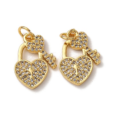 Brass Micro Pave Clear Cubic Zirconia Pendants KK-A270-03F-G-1