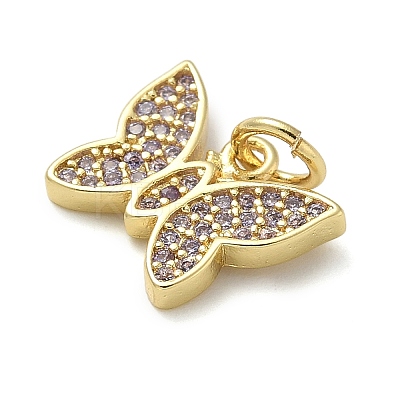 Rack Plating Brass Micro Pave Cubic Zirconia Pendants KK-K392-42G-1