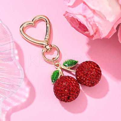 Alloy Polymer Clay Cherry Pendant Decorations HJEW-YW00142-02-1